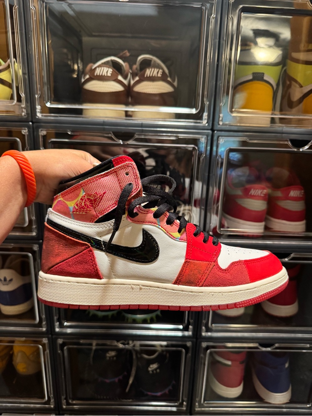 Nike Kids' Red, White & Black High-Top Sneakers with Pink Accents